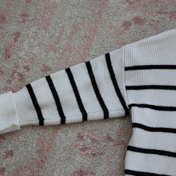Striped White and Black Sweater - Picture 3 of 6
